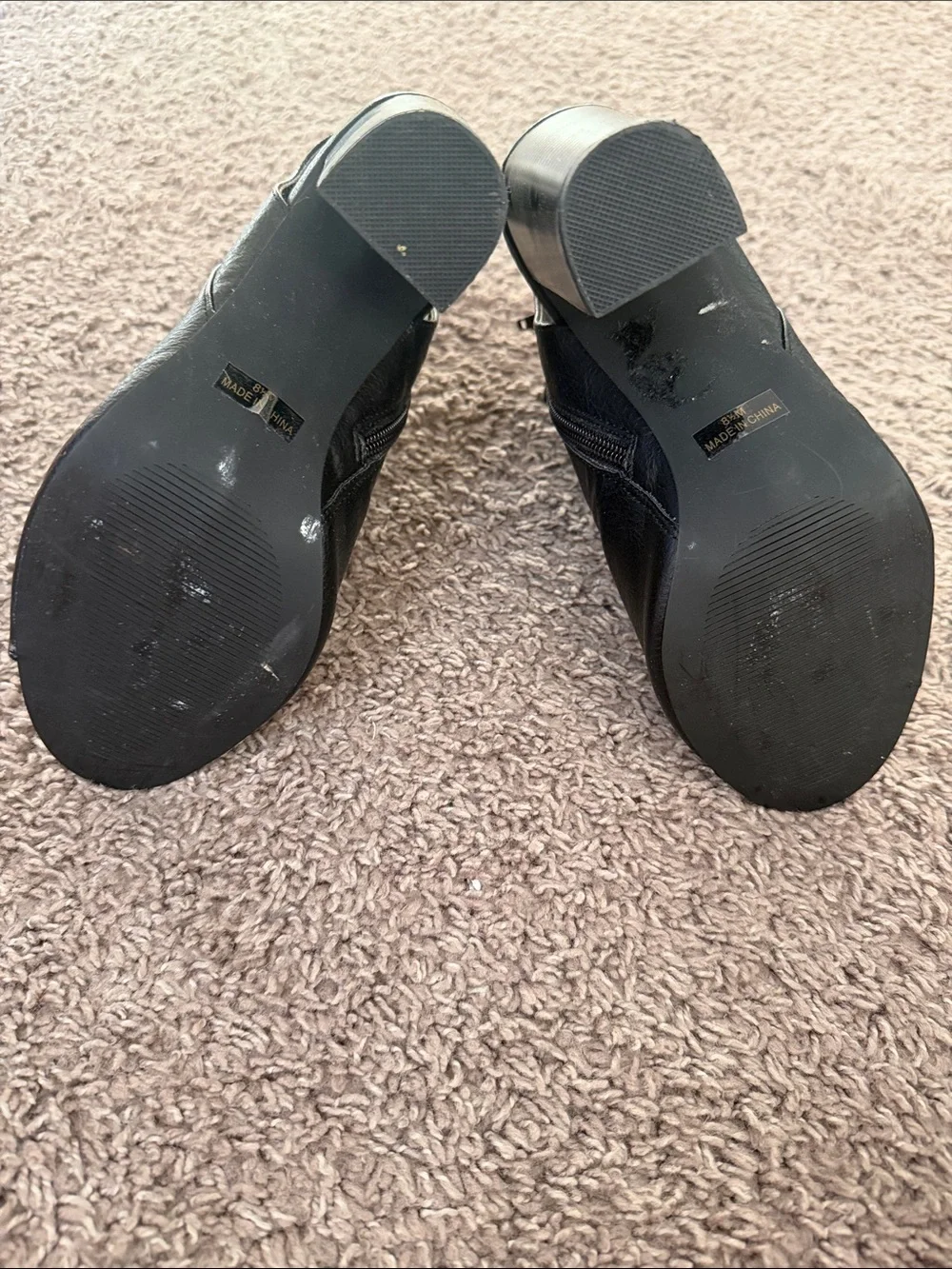 Black Open-Toe Block Heel Ankle Booties with Stud Detail